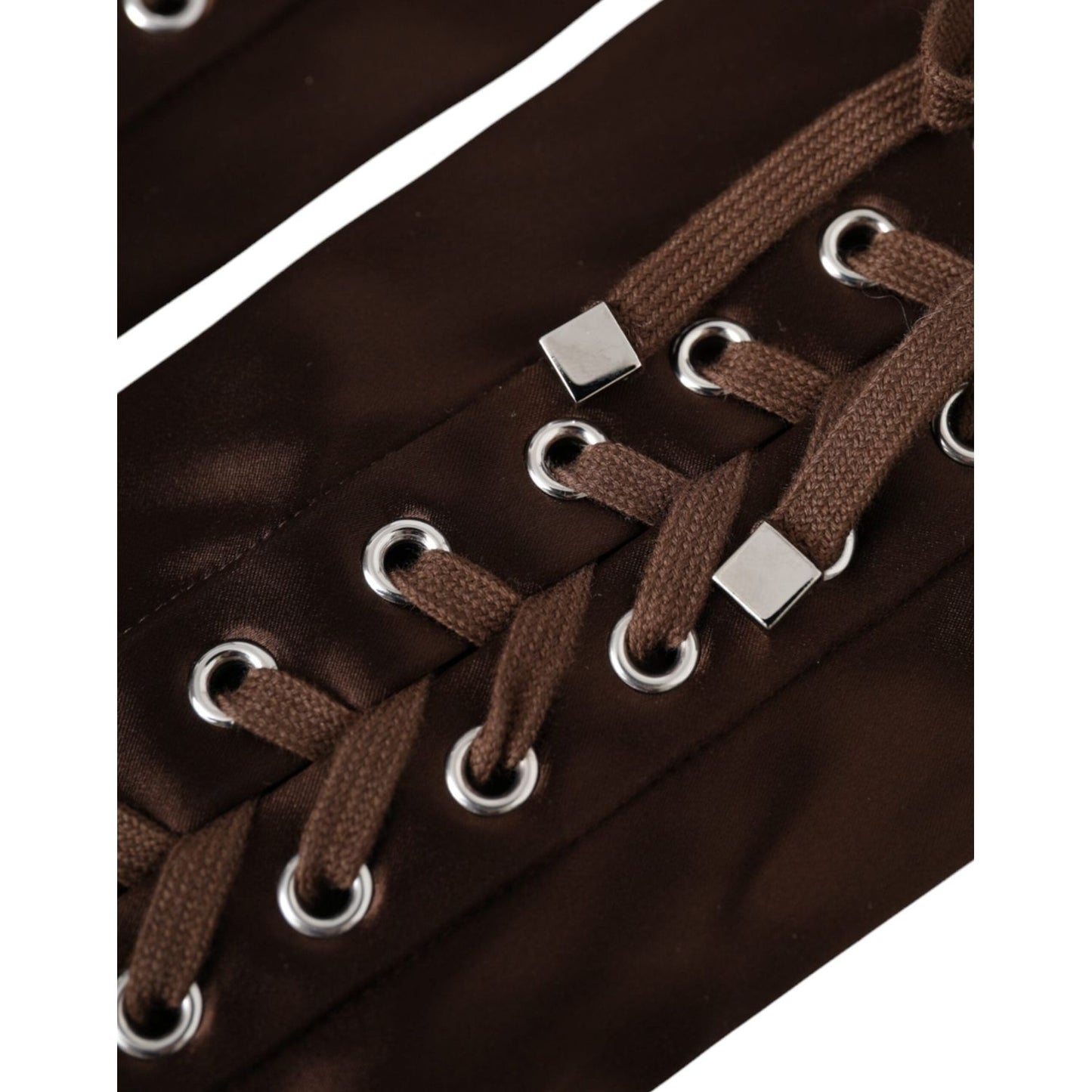 Dolce & Gabbana Brown Acetate Lace Up Fingerless Gloves Dolce & Gabbana Black