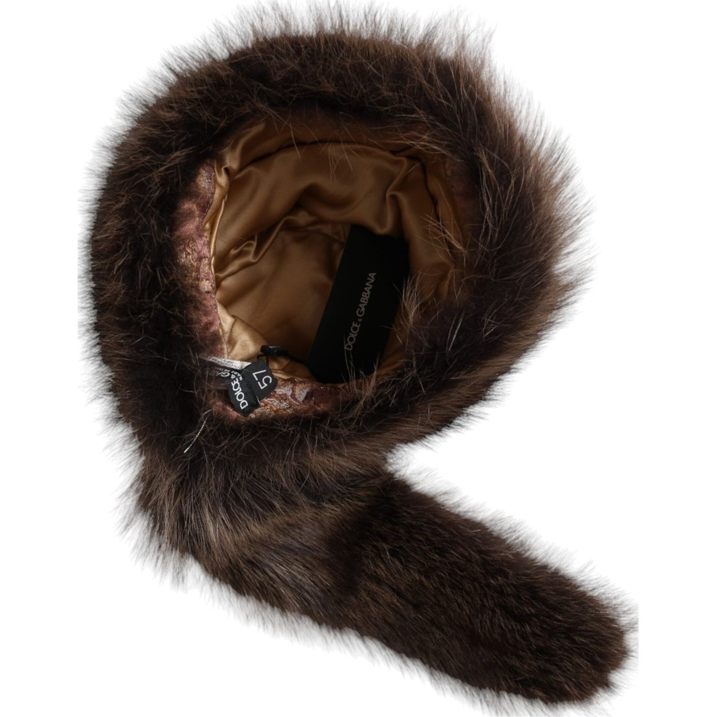 Dolce & Gabbana Women Brown Raccoon Fur Bucket Hat Dolce & Gabbana Black