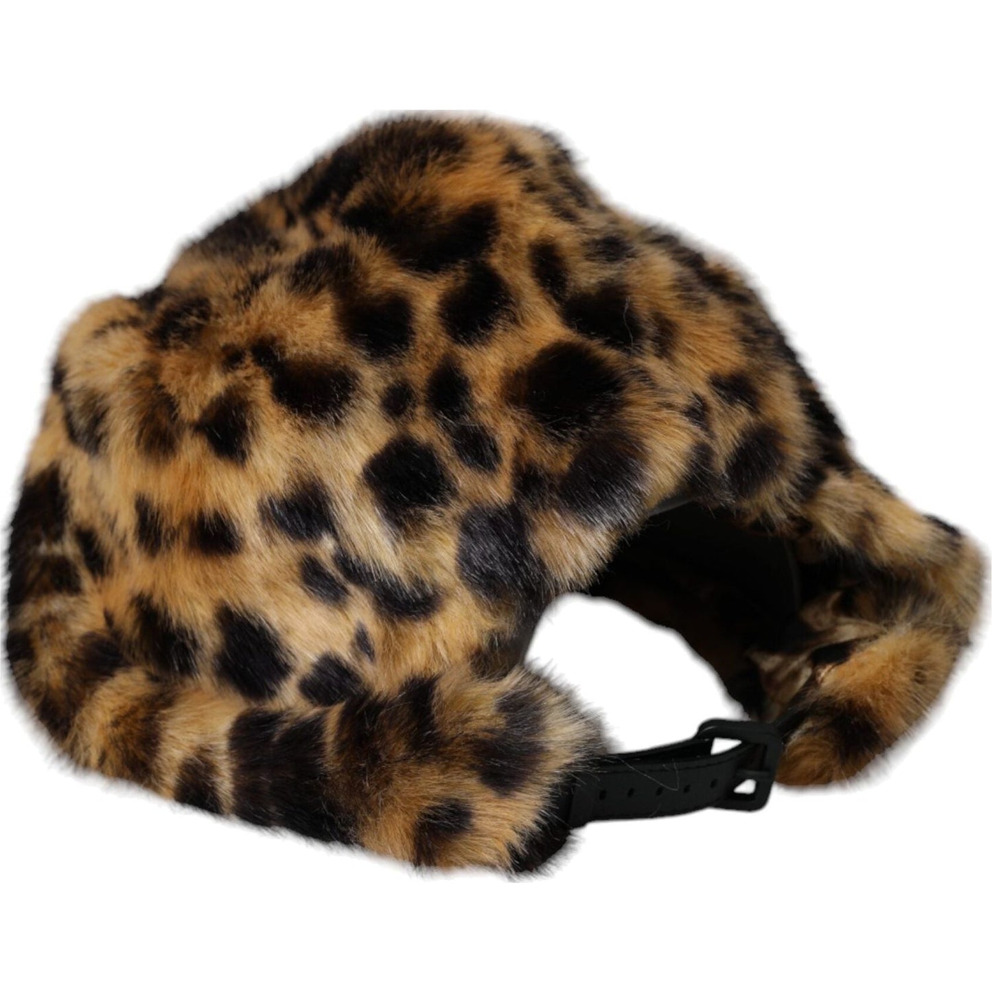 Dolce & Gabbana Brown Leopard Fur Women Bucket Hat Dolce & Gabbana Dark Slate Gray