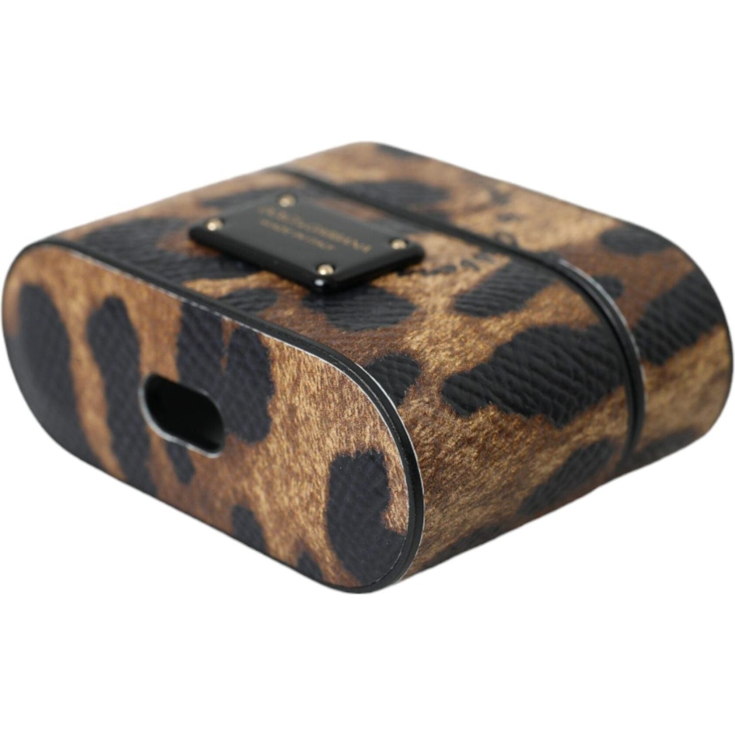 Dolce & Gabbana Brown Leopard Calf Leather Metal Logo Plaque Airpods Case Dolce & Gabbana Dark Slate Gray