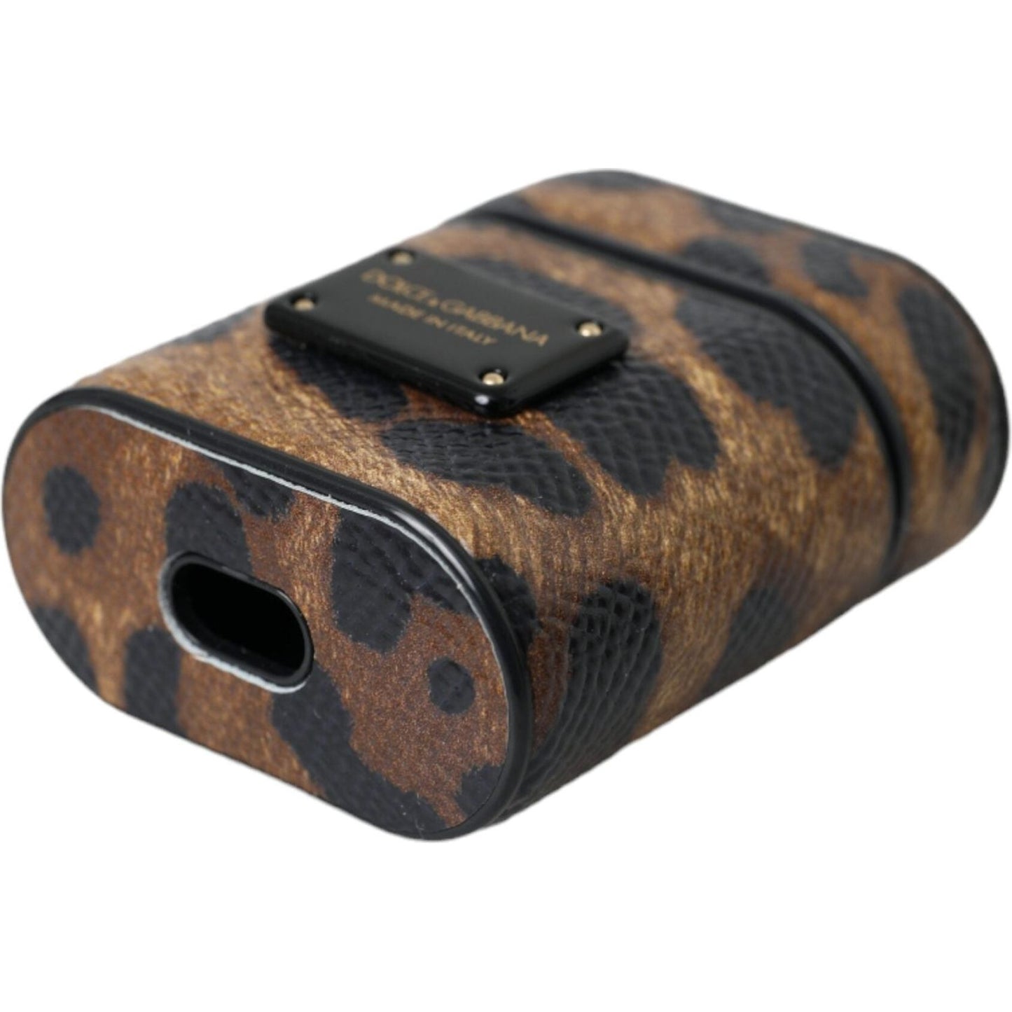 Dolce & Gabbana Brown Leopard Calf Leather Metal Logo Plaque Airpods Case Dolce & Gabbana Dark Slate Gray