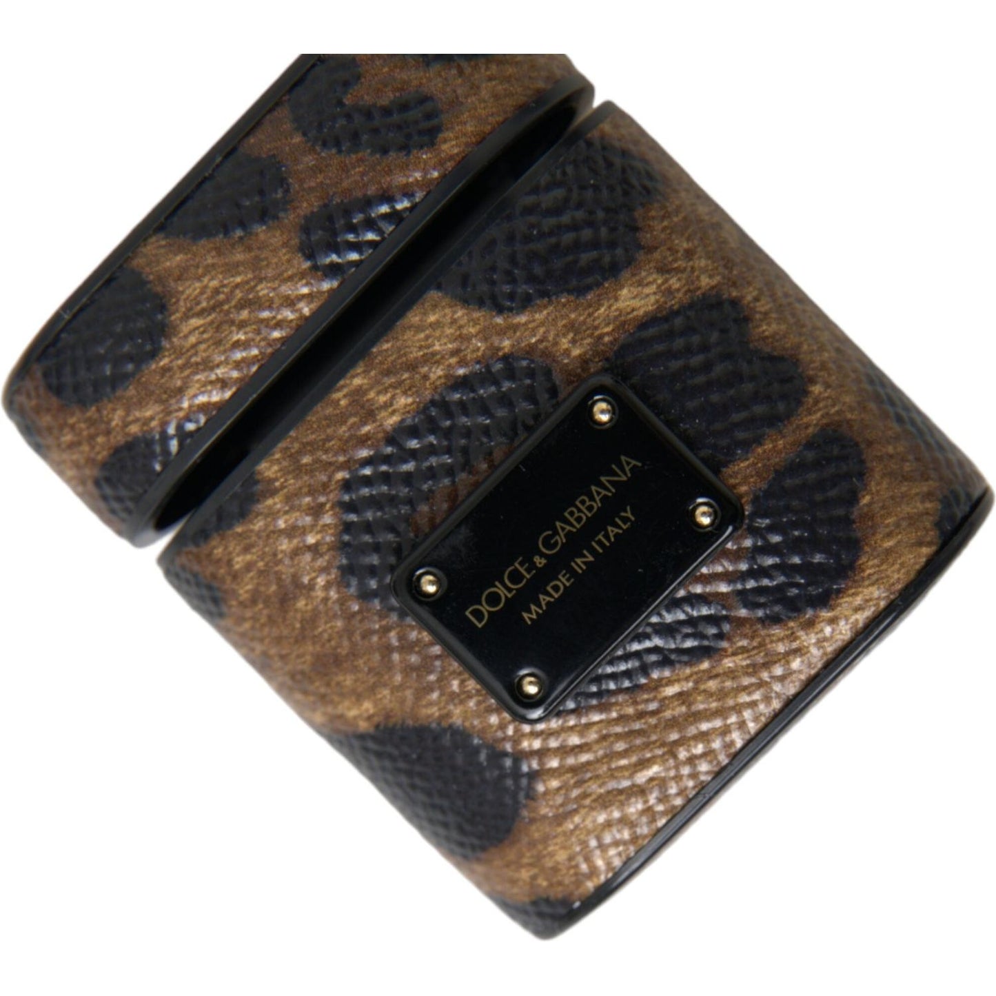 Dolce & Gabbana Brown Leopard Calf Leather Metal Logo Plaque Airpods Case Dolce & Gabbana Dark Slate Gray