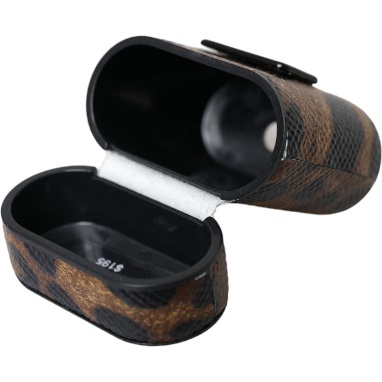 Dolce & Gabbana Brown Leopard Calf Leather Metal Logo Plaque Airpods Case Dolce & Gabbana Black
