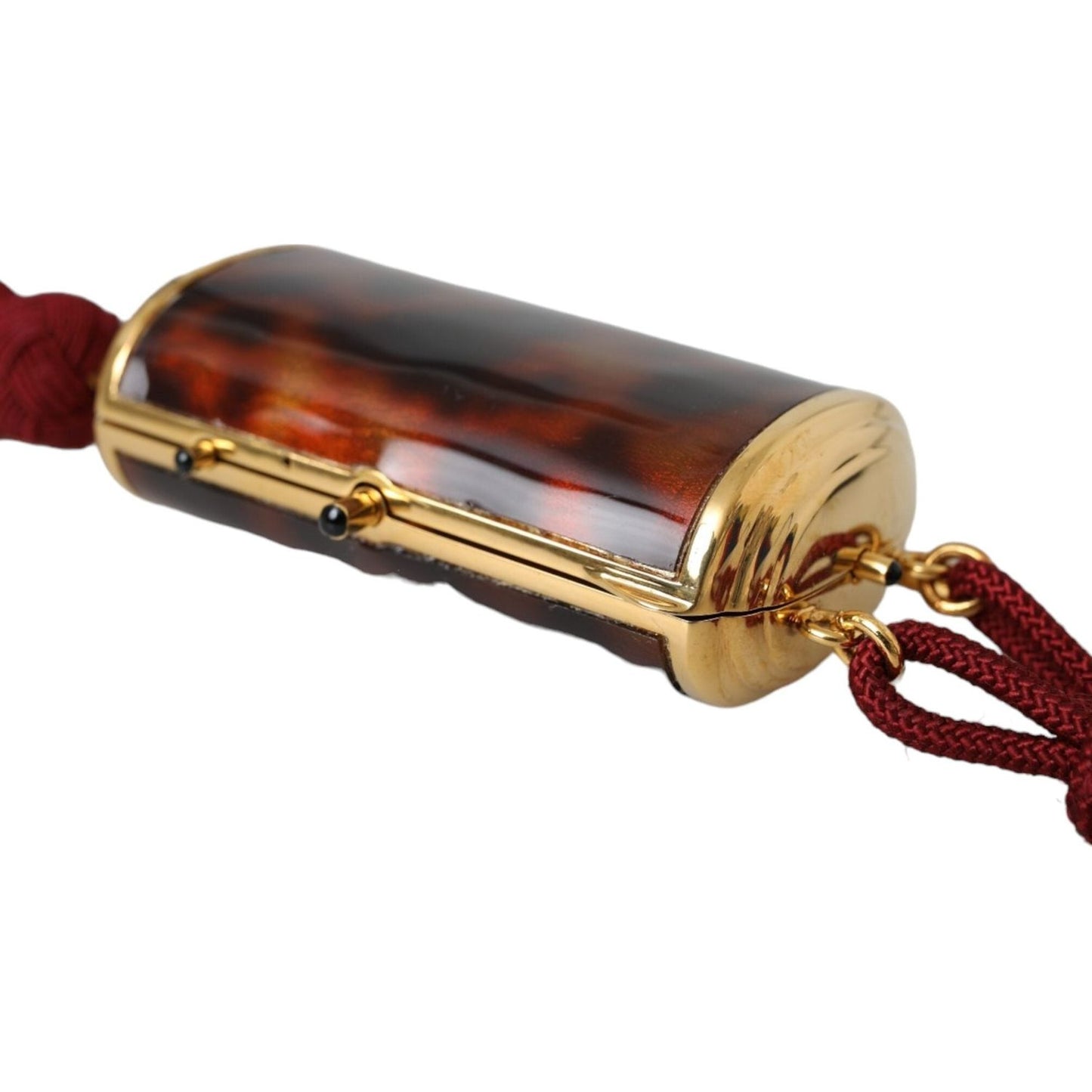 Dolce & Gabbana Brown Leopard Mini Mirror Tassel Make Up Holder Bag Dolce & Gabbana Saddle Brown
