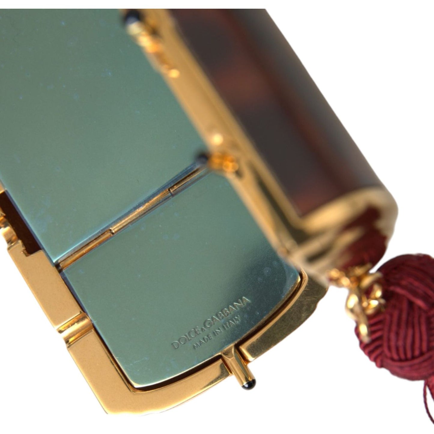 Dolce & Gabbana Brown Leopard Mini Mirror Tassel Make Up Holder Bag Dolce & Gabbana Dim Gray