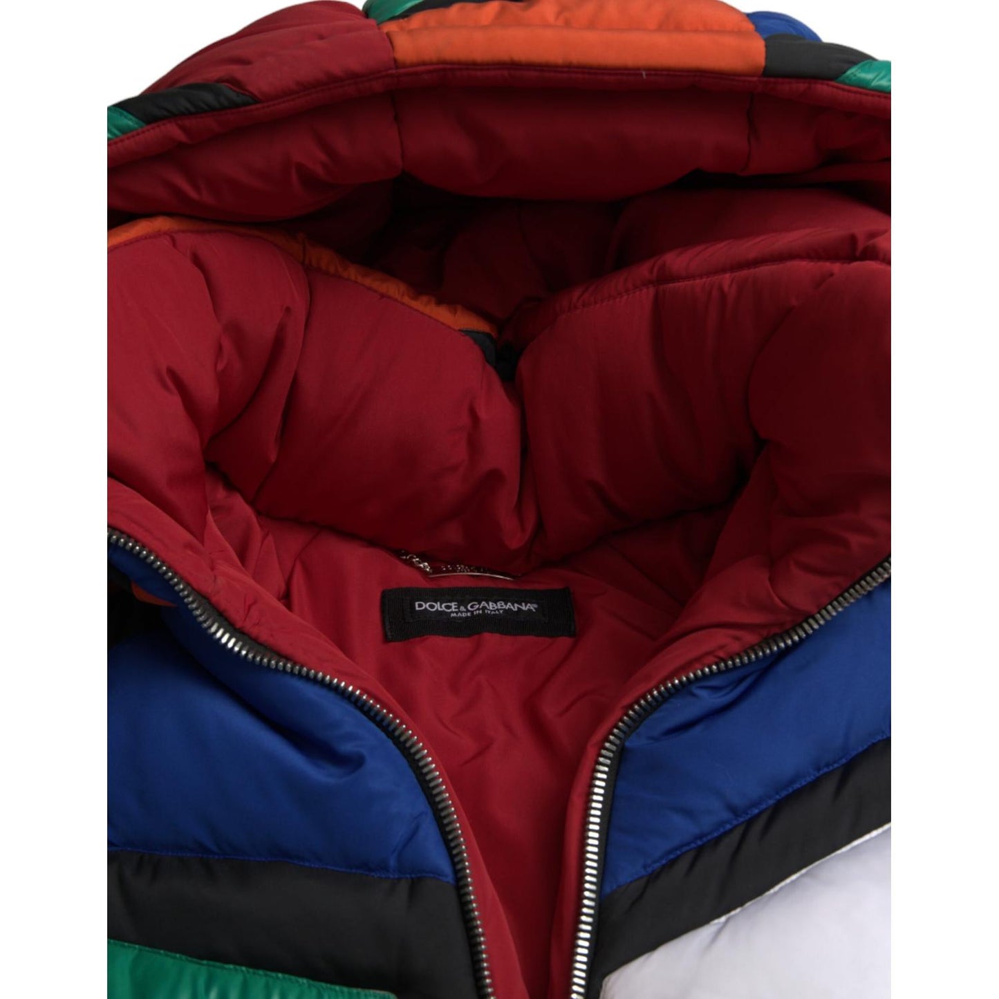 Dolce & Gabbana Multicolor Quilted Hooded Puffer Jacket Dolce & Gabbana Black