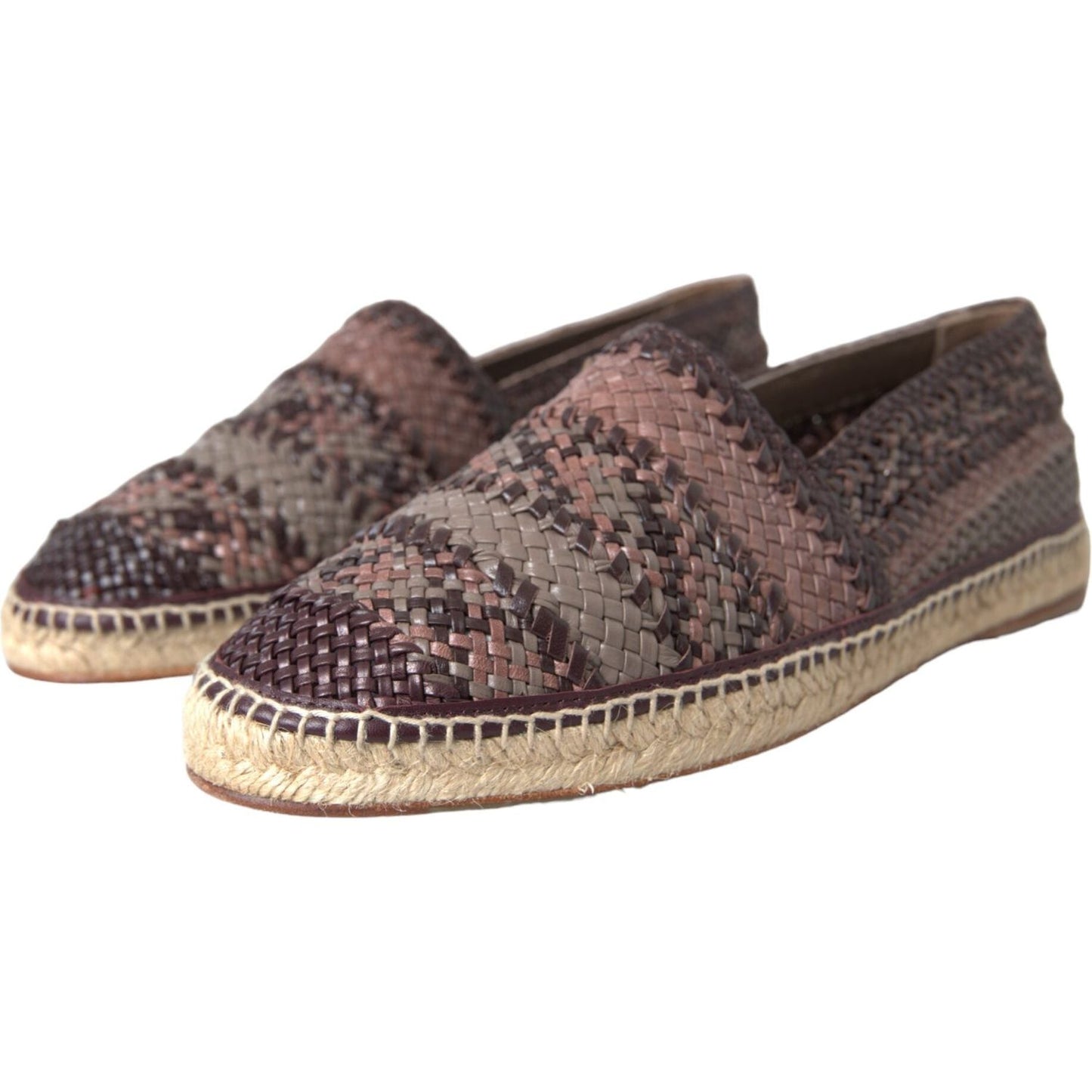 Dolce & Gabbana Brown Buffalo Leather Espadrille Flats Shoes Dolce & Gabbana Dim Gray
