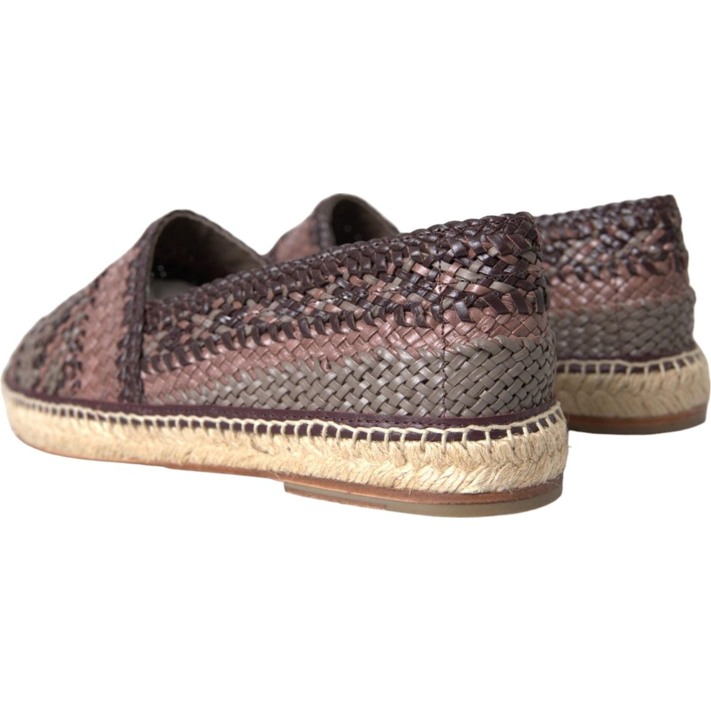 Dolce & Gabbana Brown Buffalo Leather Espadrille Flats Shoes Dolce & Gabbana Dim Gray
