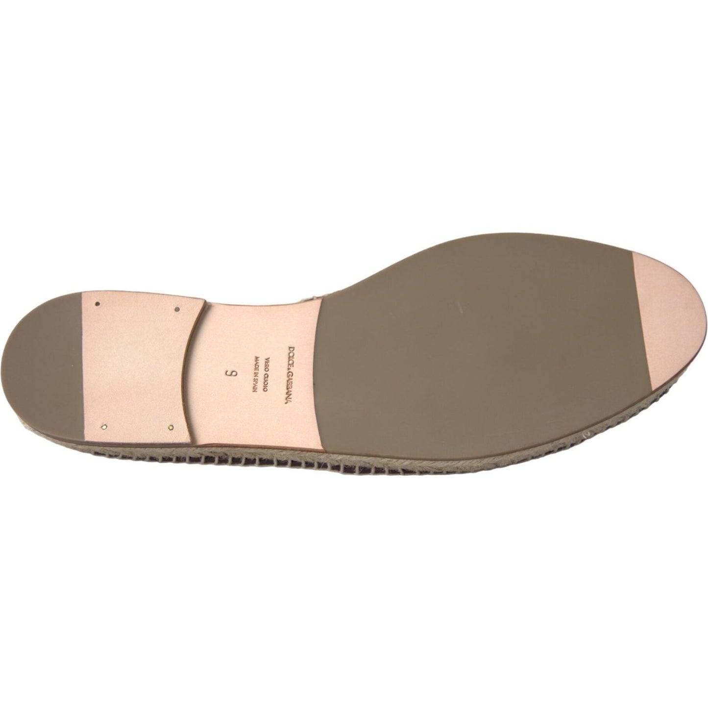 Dolce & Gabbana Brown Buffalo Leather Espadrille Flats Shoes Dolce & Gabbana Dim Gray