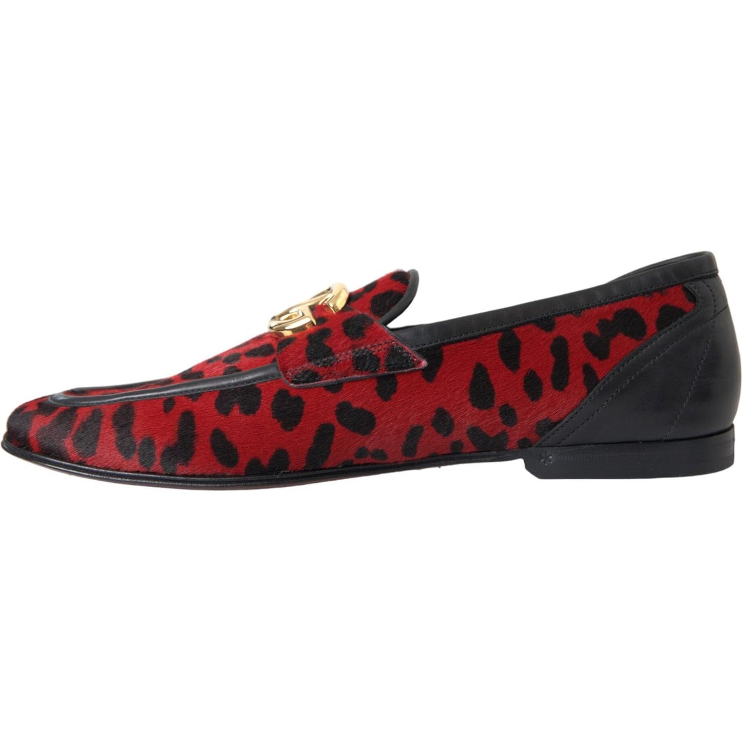 Dolce & Gabbana Red Black Leopard DG Loafers Formal Men Shoes Dolce & Gabbana Dark Slate Gray