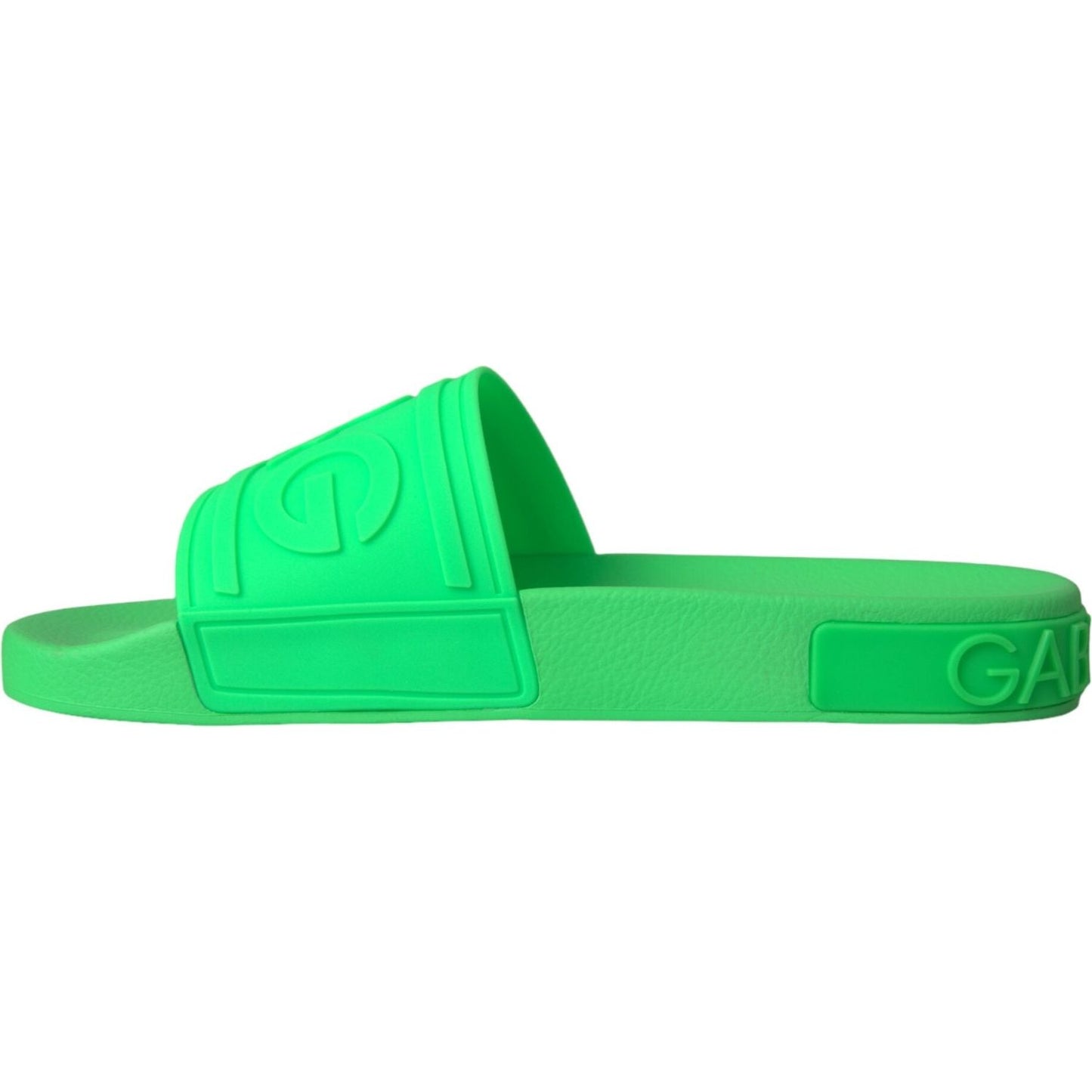 Dolce & Gabbana Green Leather Slides Sandals Beachwear Shoes Dolce & Gabbana Medium Sea Green