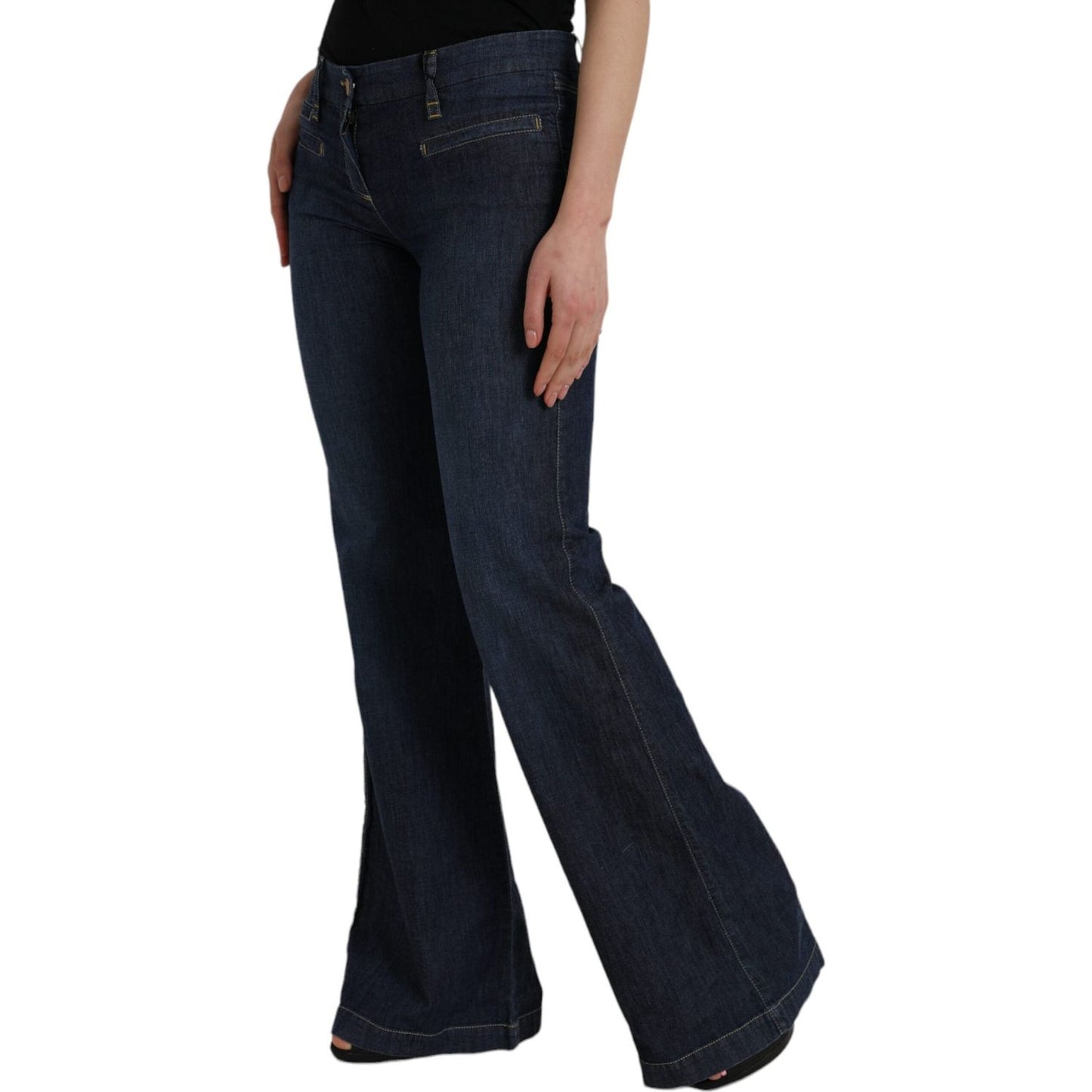 PLEIN SUD Dark Blue Cotton Bootcut Denim Jeans PLEIN SUD Black