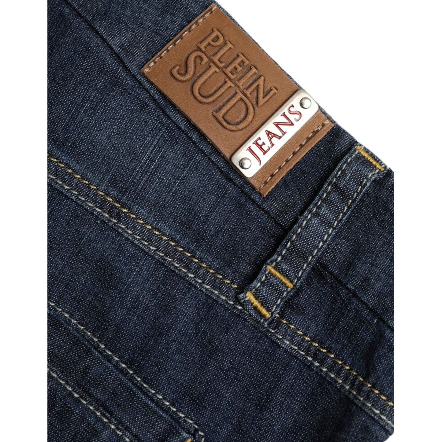 PLEIN SUD Dark Blue Cotton Bootcut Denim Jeans PLEIN SUD Dark Slate Gray