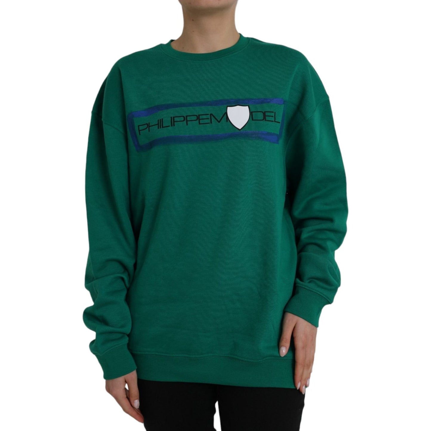 Philippe Model Green Cotton Logo Print Long Sleeves Pullover Sweater Philippe Model Dark Slate Gray
