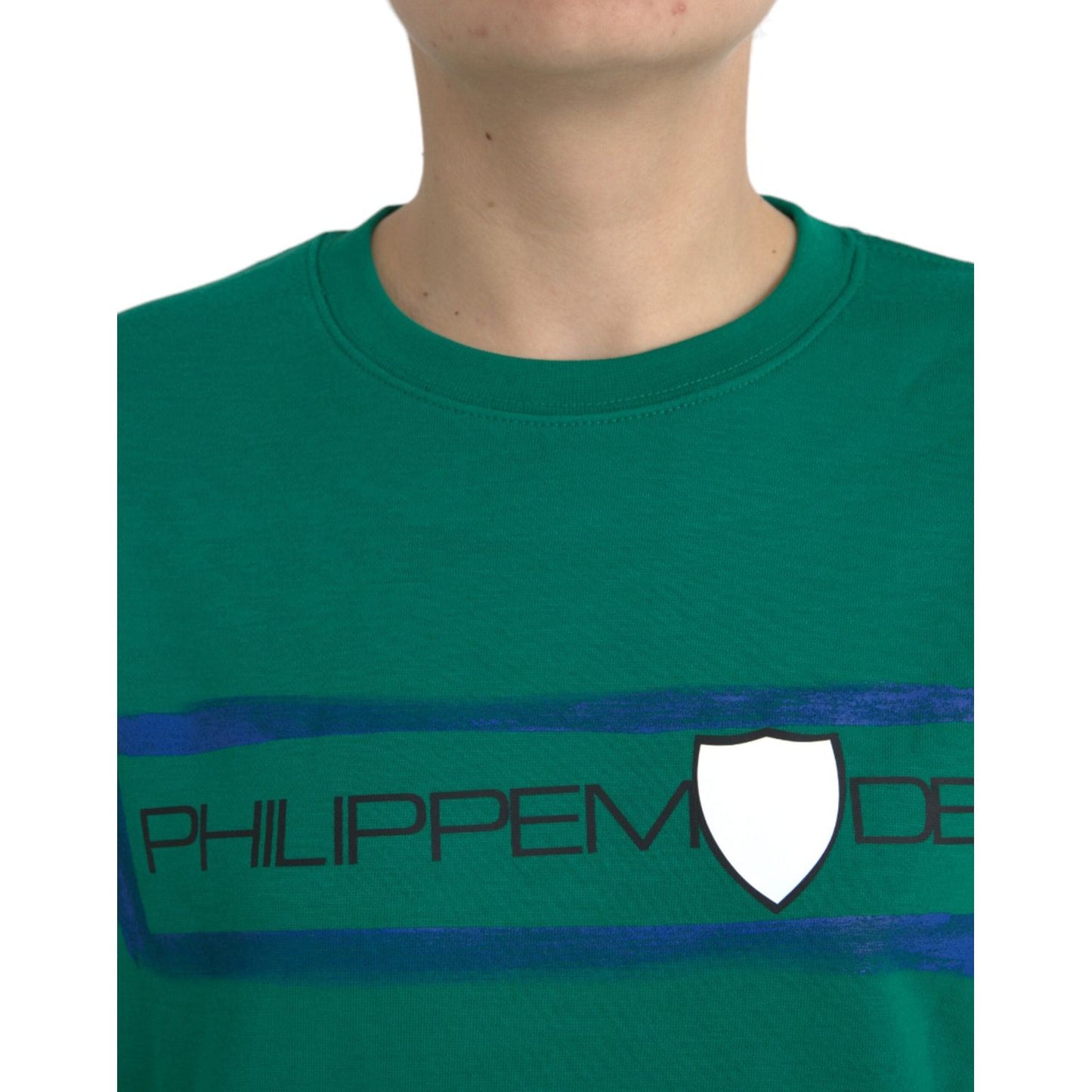 Philippe Model Green Cotton Logo Print Long Sleeves Pullover Sweater Philippe Model Dark Slate Gray