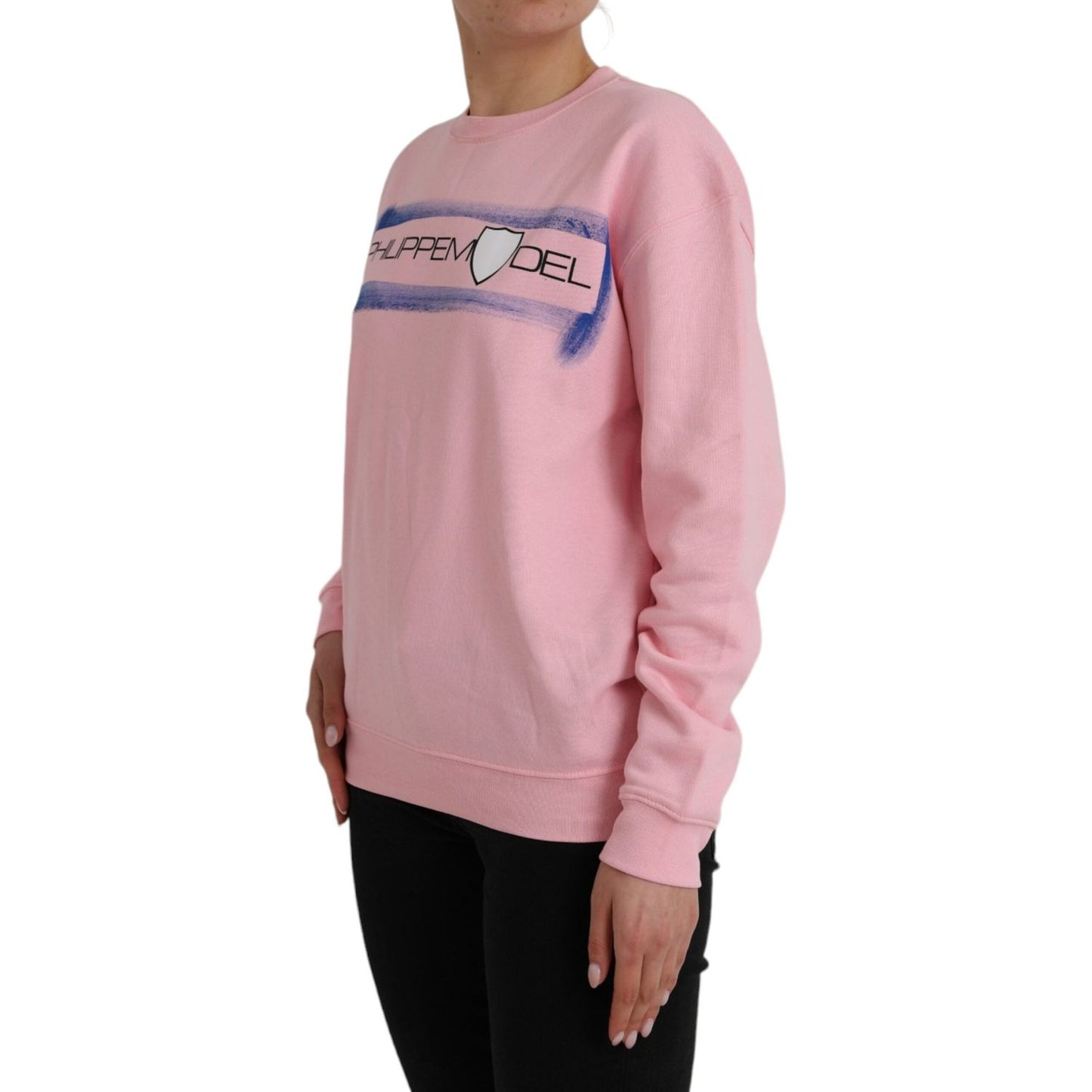 Philippe Model Pink Cotton Logo Print Long Sleeves Pullover Sweater TSH83285-M