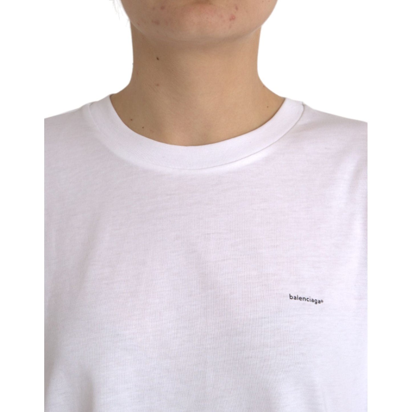 Balenciaga White Cotton Crew Neck Short Sleeves T-shirt TSH84981-S