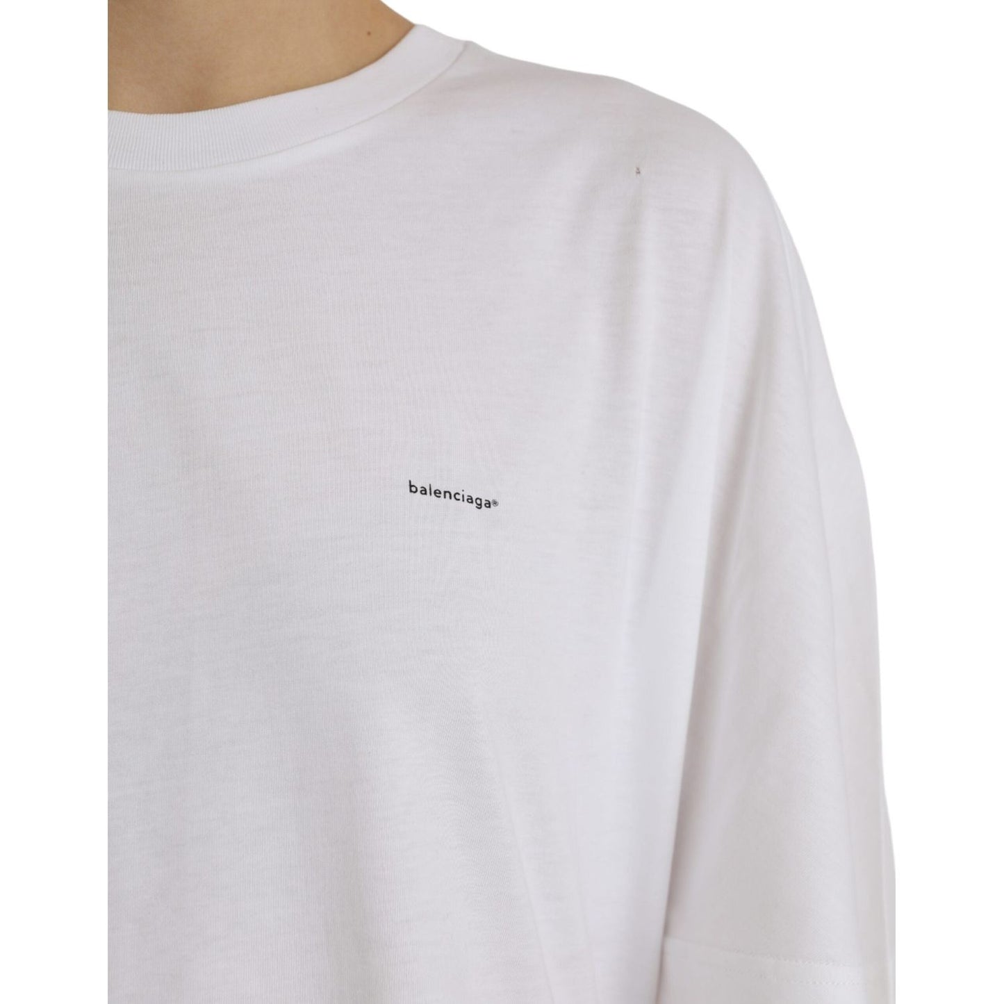 Balenciaga White Cotton Crew Neck Short Sleeves T-shirt TSH84983-M