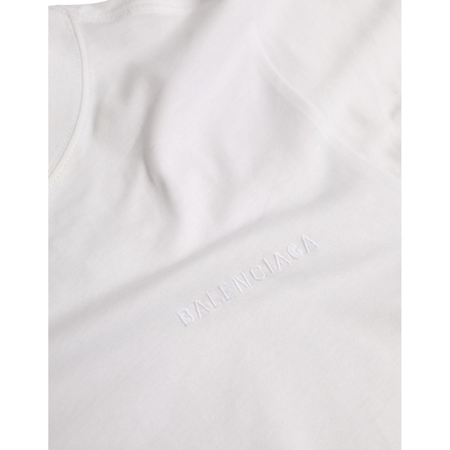 Balenciaga White Cotton Crew Neck Short Sleeves T-shirt TSH84996-XS