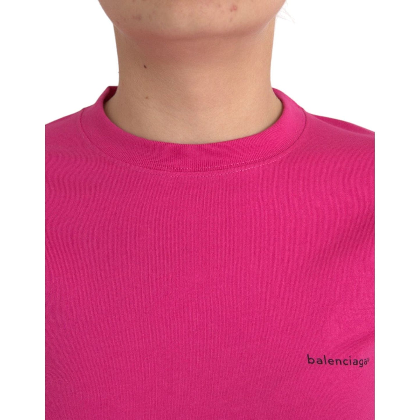 Balenciaga Pink Cotton Crew Neck Short Sleeves Tee T-shirt TSH85047-L