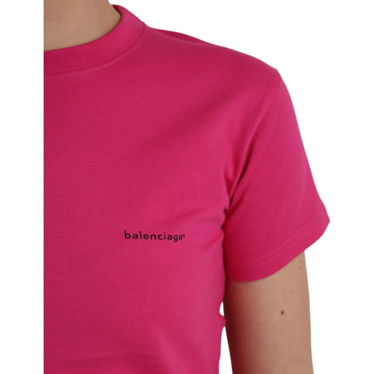 Balenciaga Pink Cotton Crew Neck Short Sleeves Tee T-shirt TSH85047-L