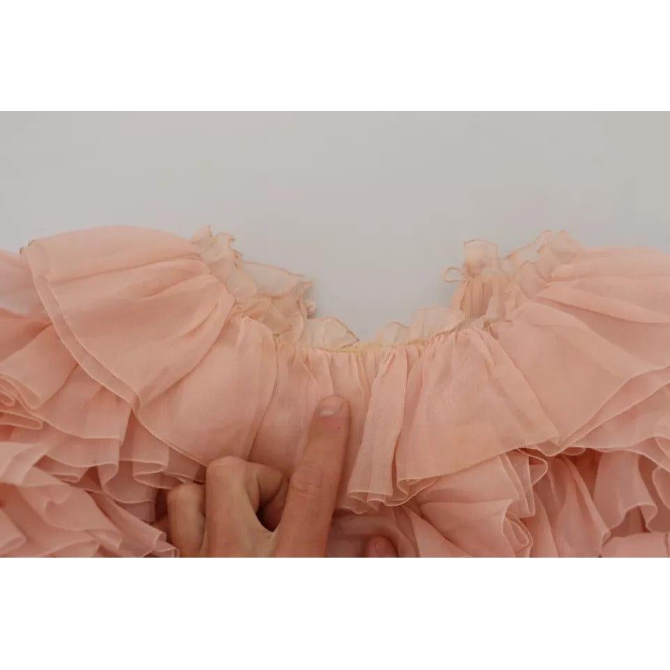 Dolce & Gabbana Pink Ruffles Long Sleeves Pullover Sweater TSH83761-40