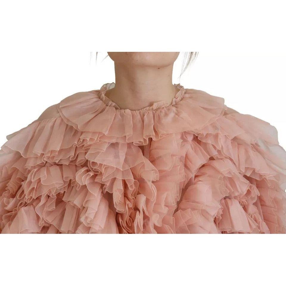 Dolce & Gabbana Pink Ruffles Long Sleeves Pullover Sweater TSH83761-40