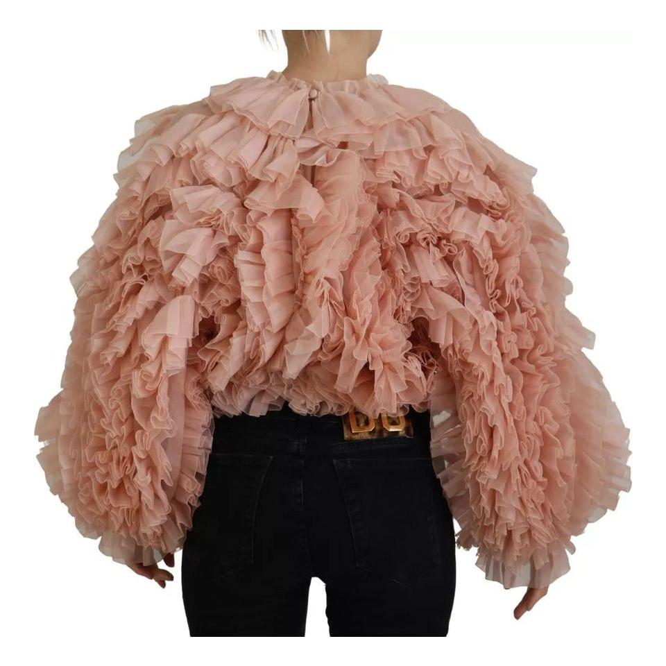 Dolce & Gabbana Pink Ruffles Long Sleeves Pullover Sweater TSH83761-40
