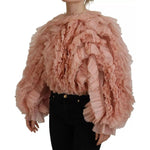 Dolce & Gabbana Pink Ruffles Long Sleeves Pullover Sweater TSH83761-40