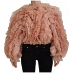 Dolce & Gabbana Pink Ruffles Long Sleeves Pullover Sweater TSH83761-40