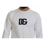 Dolce & Gabbana White Logo Cotton Crew Neck Pullover Sweater TSH83926-46