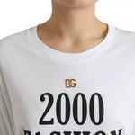 Dolce & Gabbana White Slogan Print Lacing Detailed T-shirt TSH84229-40