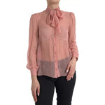 Dolce & Gabbana Pink Long Sleeves Ascot Collar Top Blouse TSH84782-36