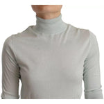Dolce & Gabbana Mint Green 3/4 Sleeves Turtle Neck Silk Top TSH7164-40