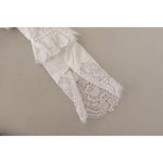 Dolce & Gabbana White Cotton Lace Trim Turtle Neck Blouse Top TSH7468-40