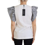 Dolce & Gabbana White Striped Short Sleeves Pullover Top TSH83940-40