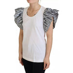 Dolce & Gabbana White Striped Short Sleeves Pullover Top TSH83940-40