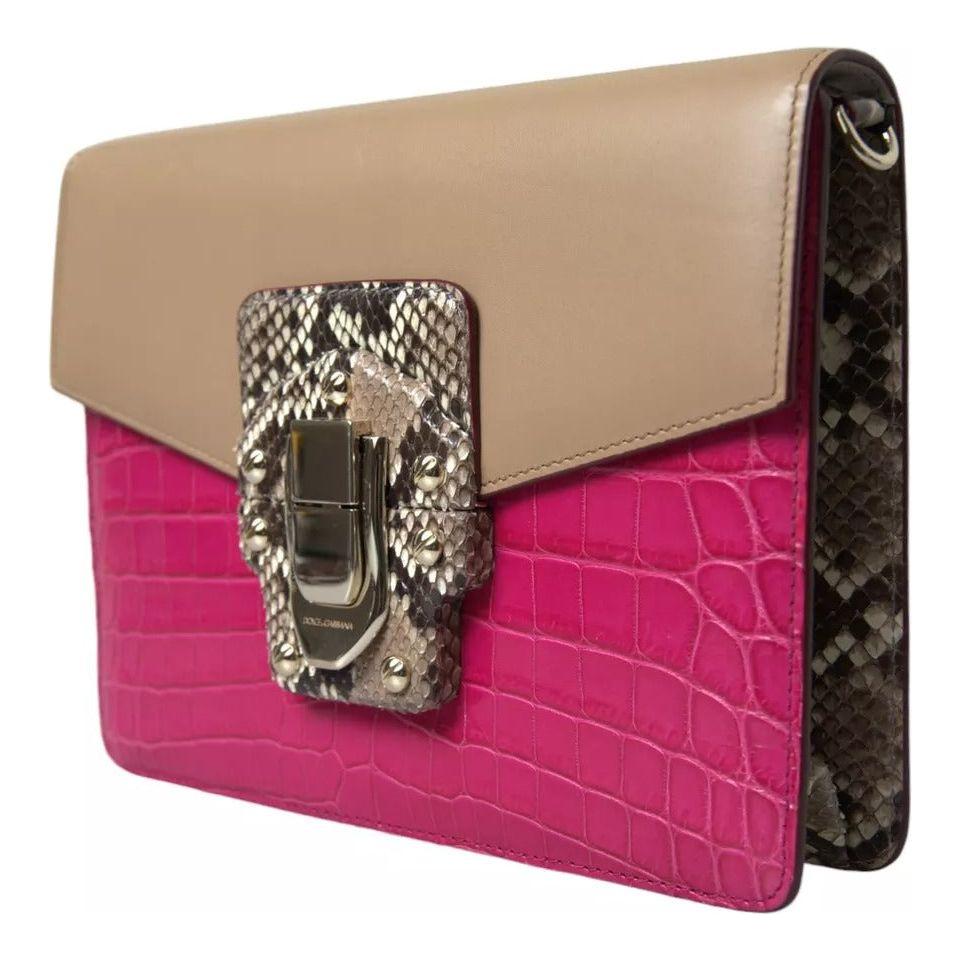 Dolce & Gabbana Multicolor Leather LUCIA Shoulder Bag Dolce & Gabbana Rosy Brown