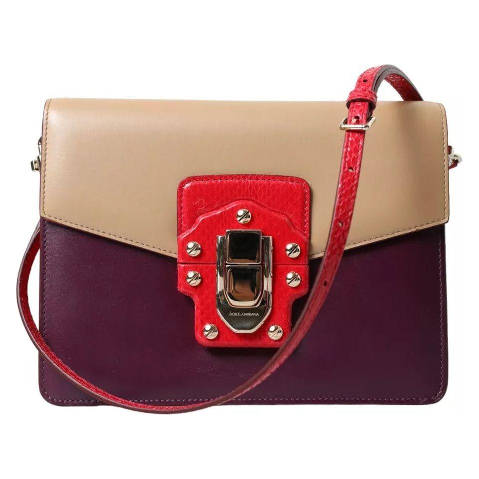 Dolce & Gabbana Multicolor Lucia Brushed Leather Crossbody Shoulder Bag Dolce & Gabbana Rosy Brown