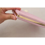 Dolce & Gabbana Pink Silk Gold Frame Clutch Evening Party Purse Bag