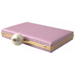 Dolce & Gabbana Pink Silk Gold Frame Clutch Evening Party Purse Bag
