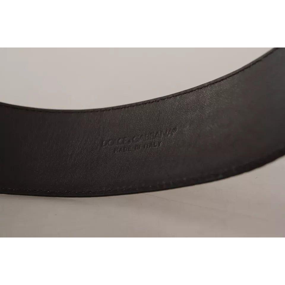 Dolce & Gabbana Brown Crocodile Pattern Leather Gold Oval Buckle Belt Dolce & Gabbana Dark Gray