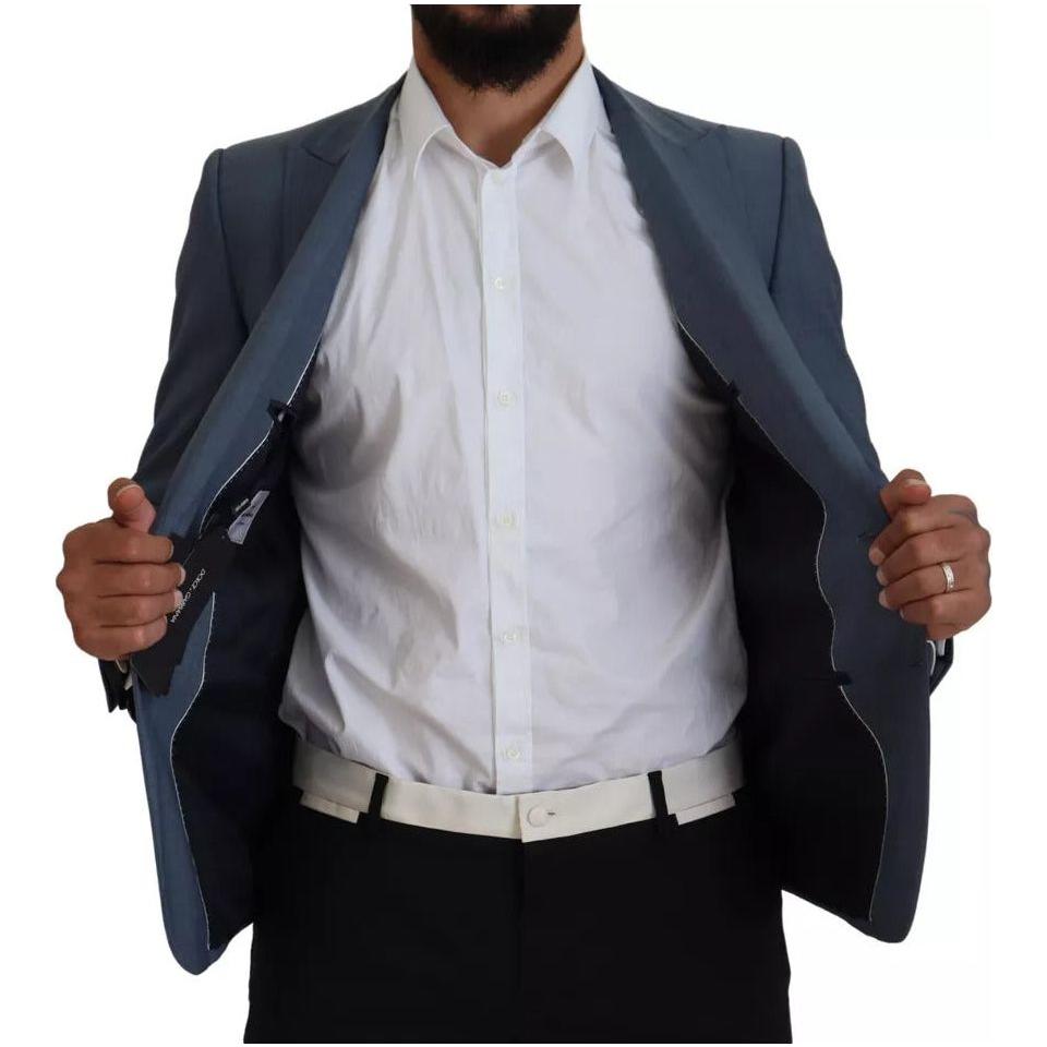 Dolce & Gabbana Blue Wool Stretch Slim Fit Jacket Blazer Dolce & Gabbana Gray