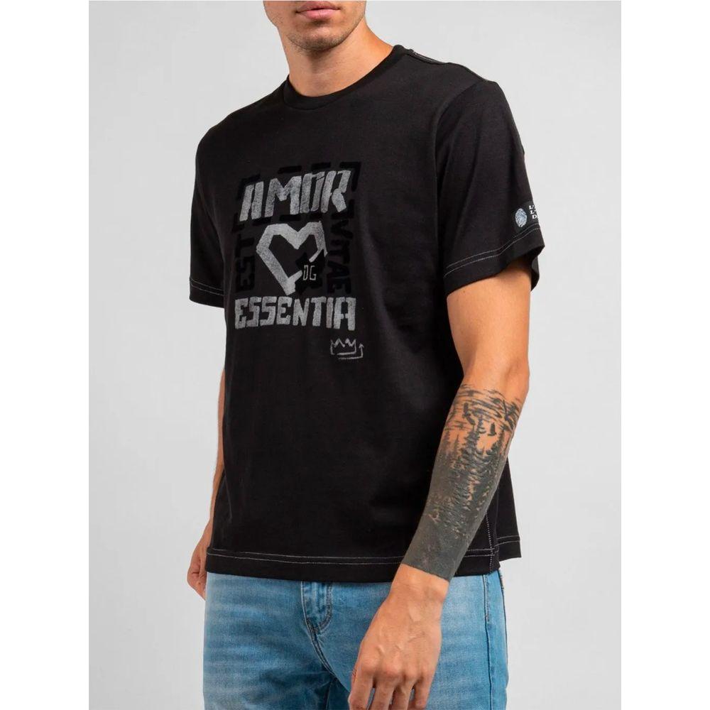 Dolce & Gabbana Black Cotton T-Shirt Dolce & Gabbana Light Gray