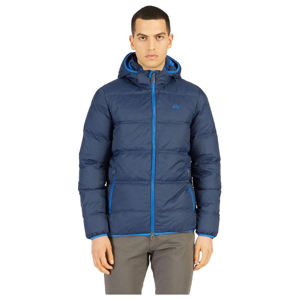 La Martina Blue Nylon Men Jacket La Martina Dark Slate Gray