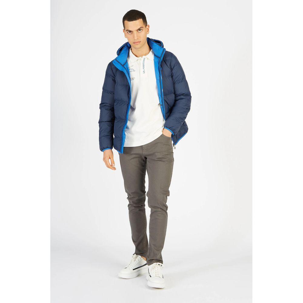 La Martina Blue Nylon Men Jacket La Martina White Smoke