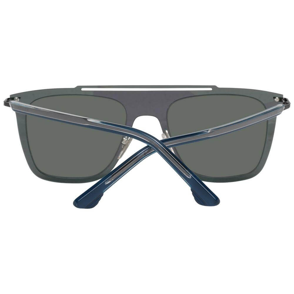 Police Blue Men Sunglasses with mirrored rectangle lenses and blue plastic frame, offering 100% UVA & UVB protection, by Brand.