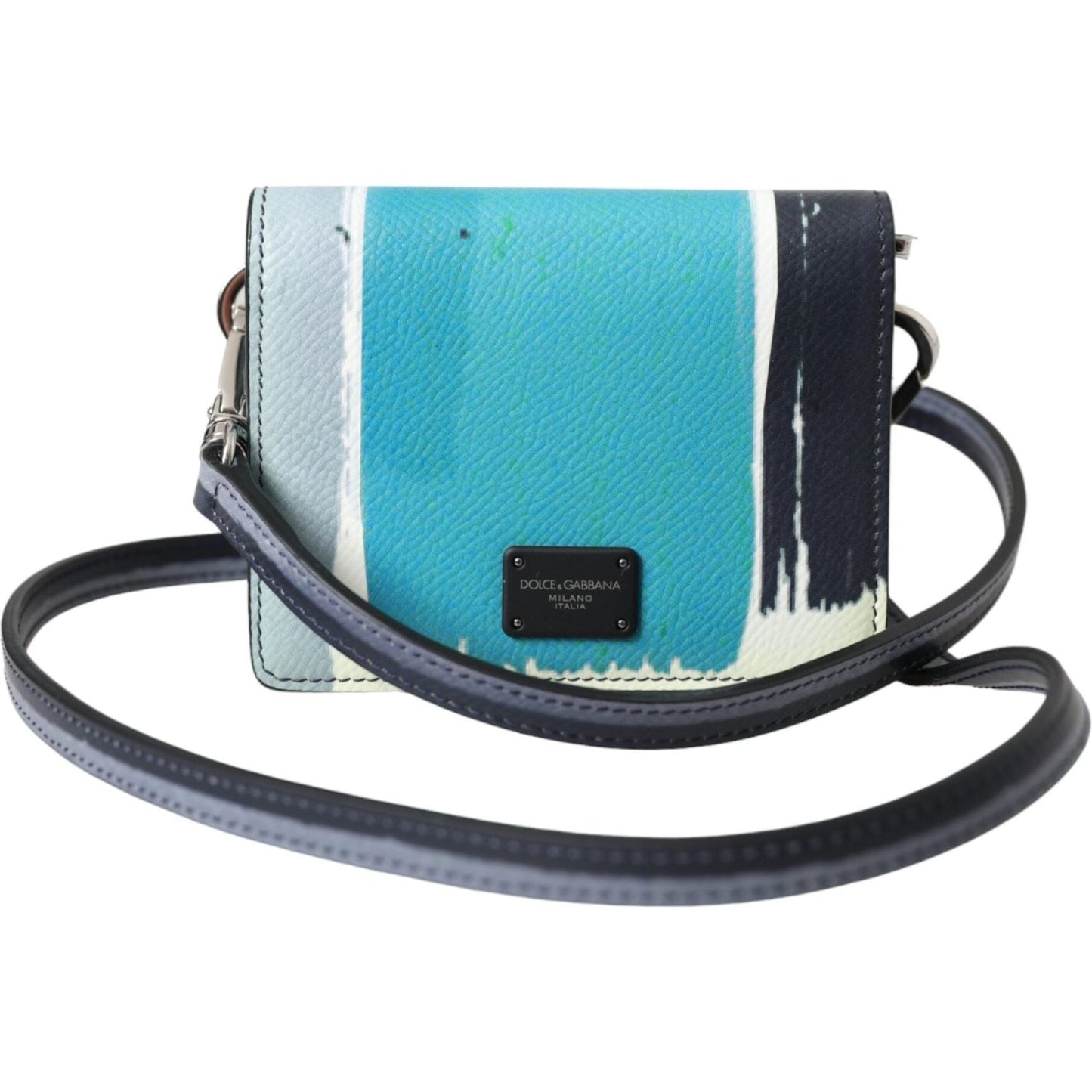 Dolce & Gabbana Multicolor Leather DG Logo Bifold Card Holder Wallet Dolce & Gabbana Dark Slate Gray