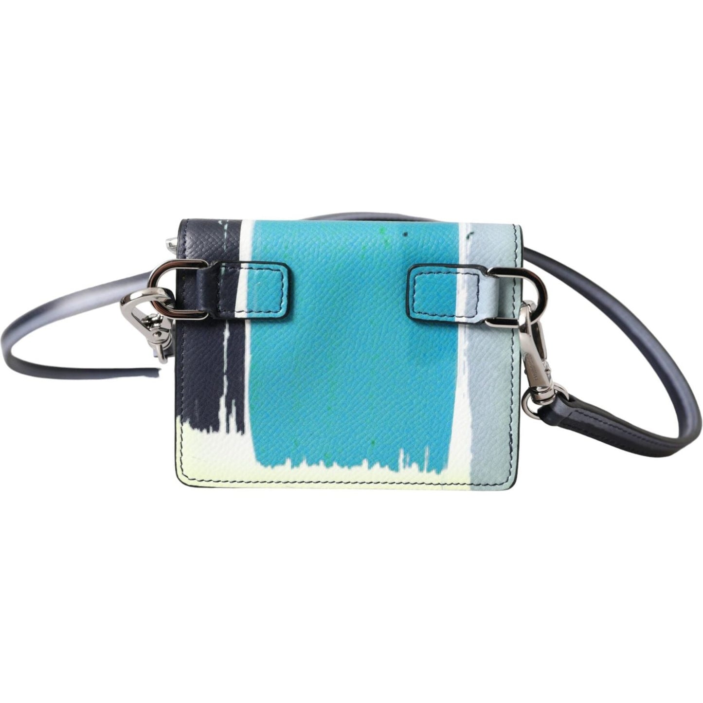 Dolce & Gabbana Multicolor Leather DG Logo Bifold Card Holder Wallet Dolce & Gabbana Cadet Blue