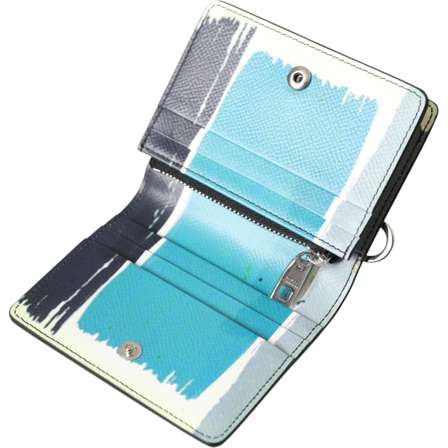 Dolce & Gabbana Multicolor Leather DG Logo Bifold Card Holder Wallet Dolce & Gabbana Light Blue
